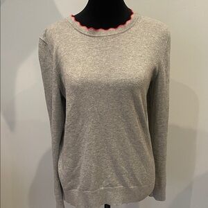 Gray Sweater with Red Trim banana republic small